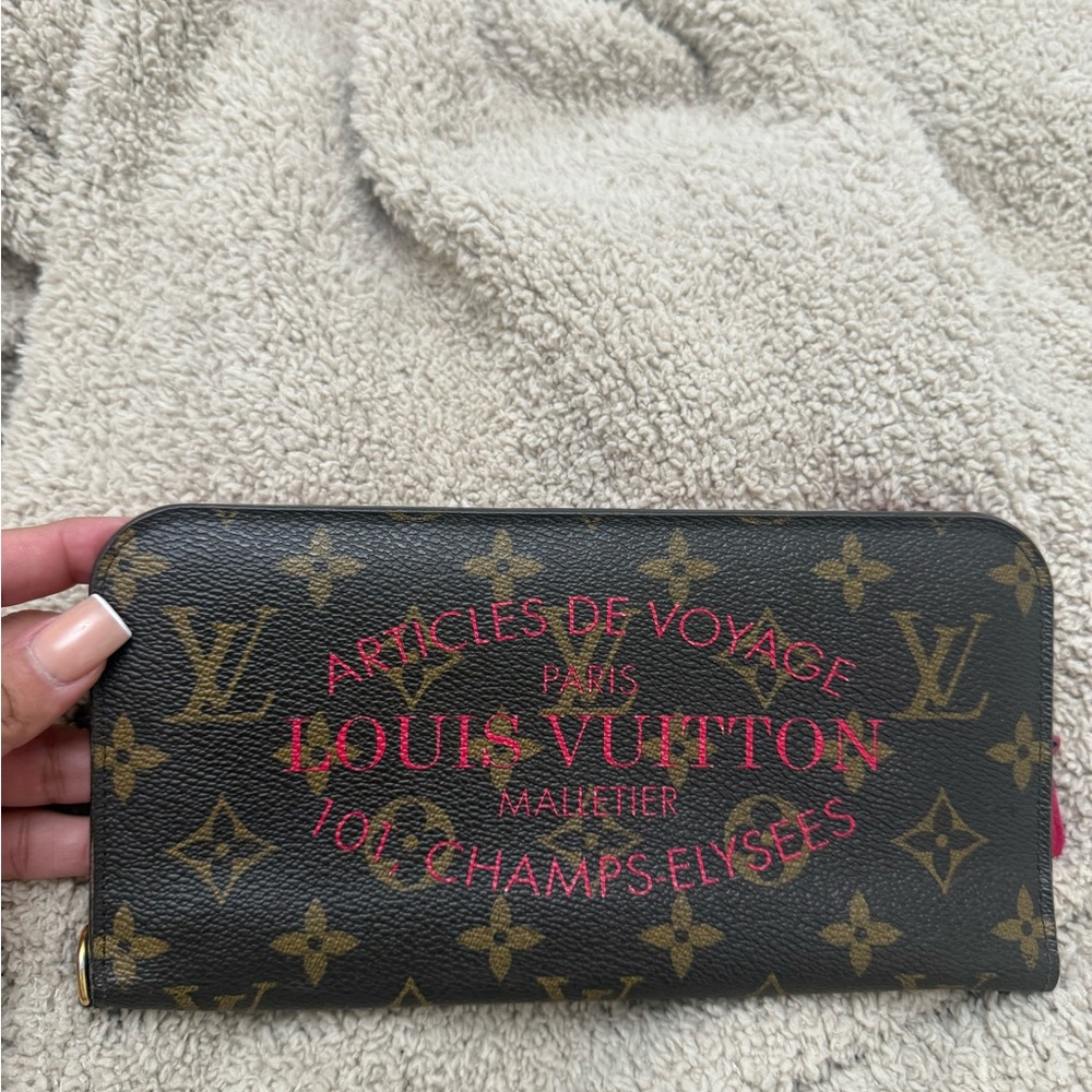 Louis Vuitton Black and Brown Wallet with Pink Accents